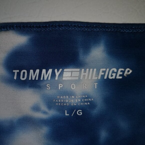 Tommy Hilfiger Ladies Size Large Elastic Waist Tie Dye Blue & White Leggings - Picture 3 of 6